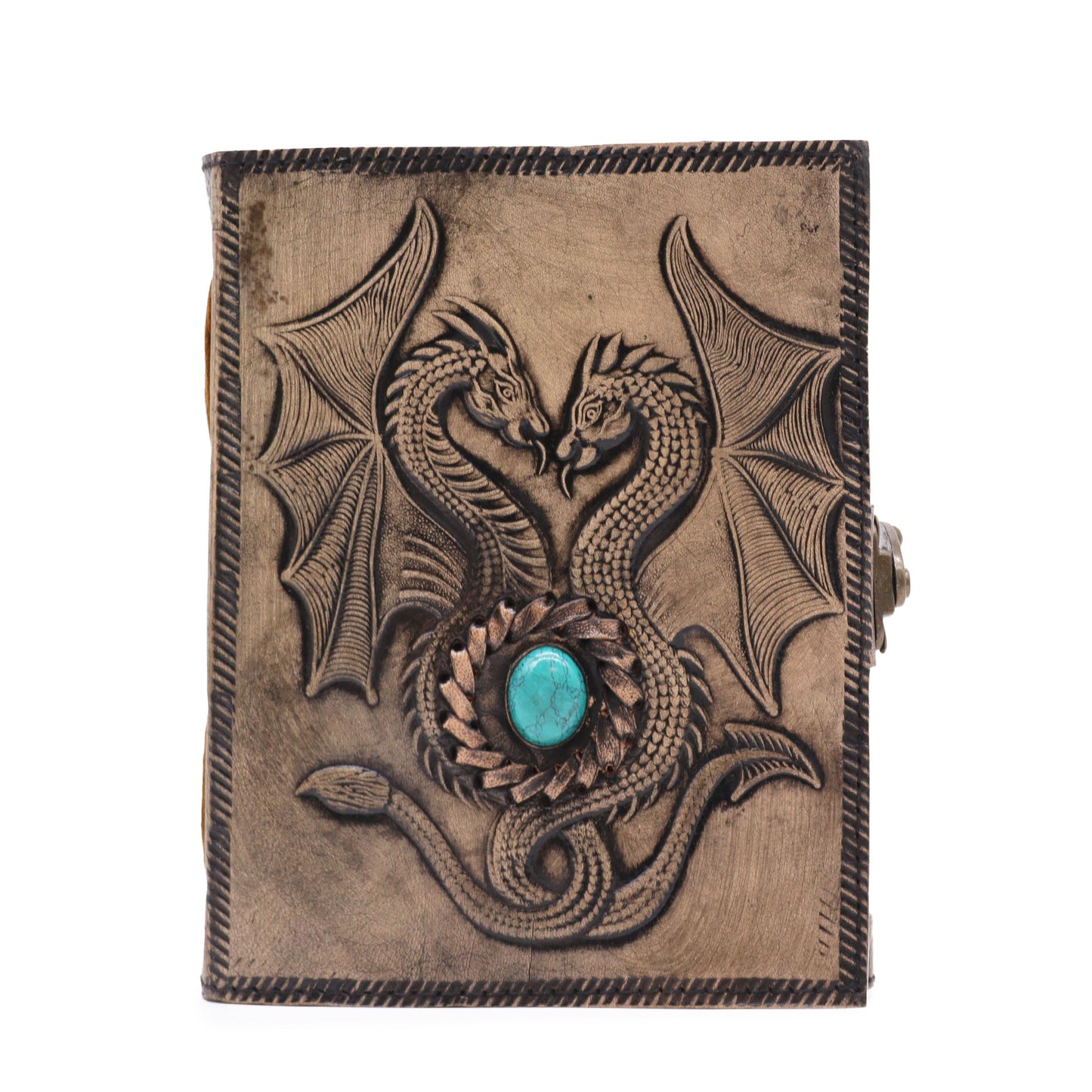 Two Dragons - Esoterisches Notizbuch - Antikgrau - 200 Seiten Stichkante - 17,5 x 12,5 x 3 cm