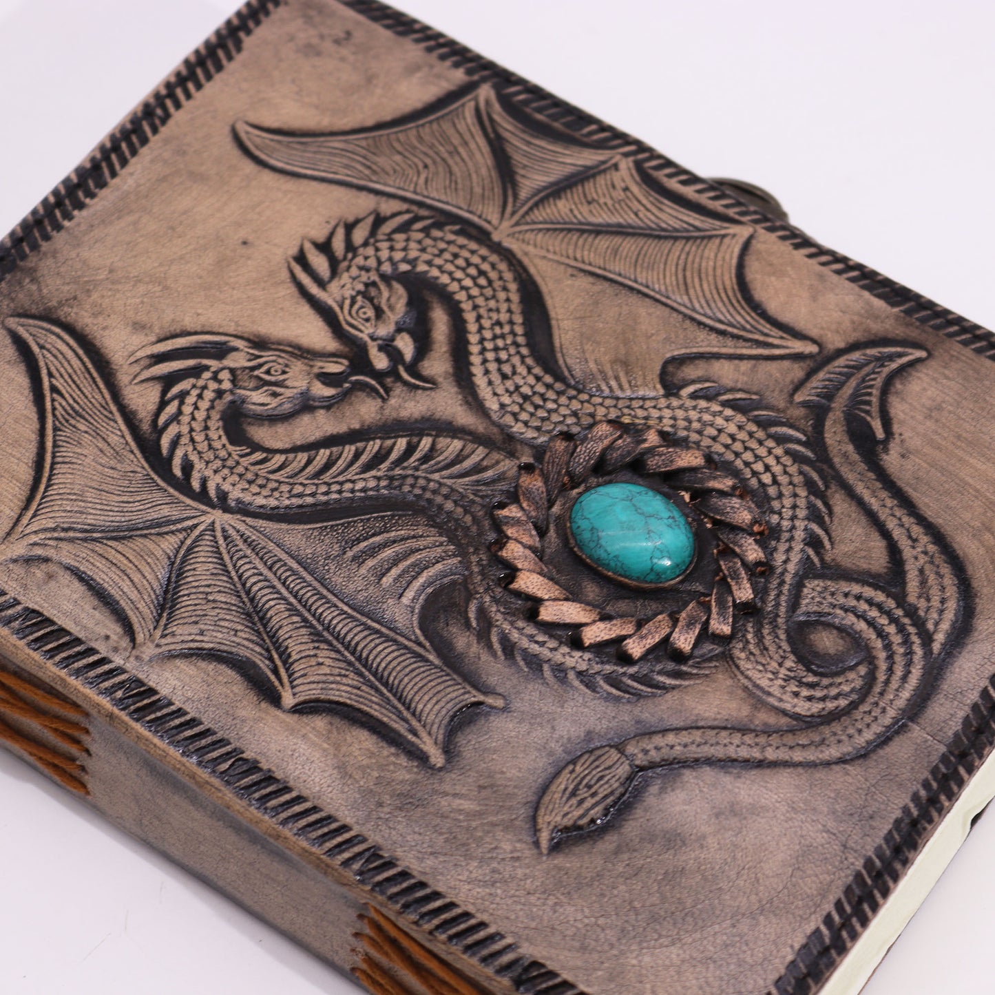 Two Dragons - Esoterisches Notizbuch - Antikgrau - 200 Seiten Stichkante - 17,5 x 12,5 x 3 cm