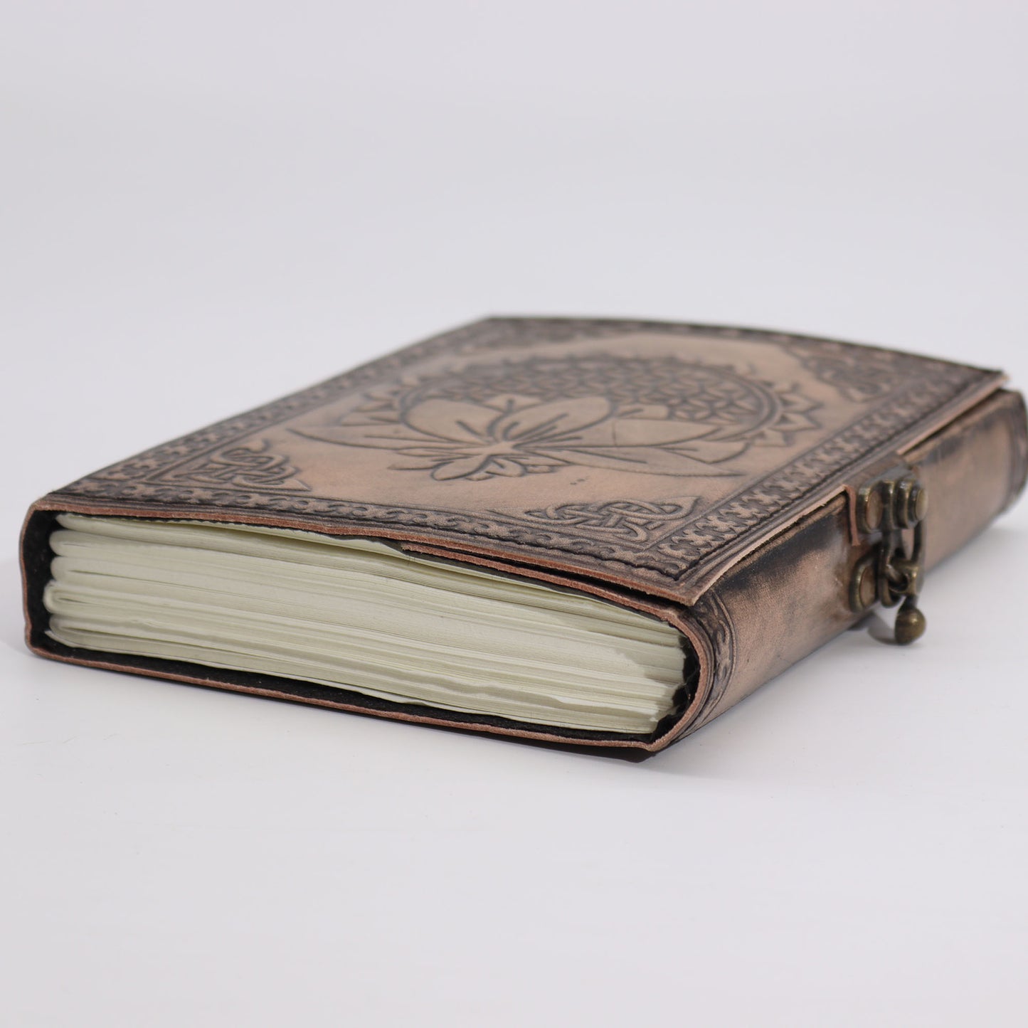Lotus Madala – Esoterisches Notizbuch – Antikgrau – 200 Seiten Stichkante – 17,5 x 12,5 x 3 cm