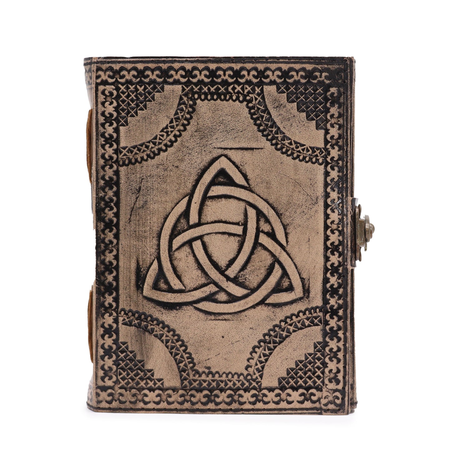 Circle Triquetra – Esoterisches Notizbuch – Antikgrau – 200 Seiten Stichkante – 17,5 x 12,5 x 3 cm