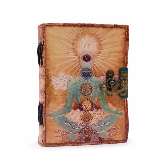 Ledernotizbuch „Buddha Seven Chakra“ mit Büttenrand