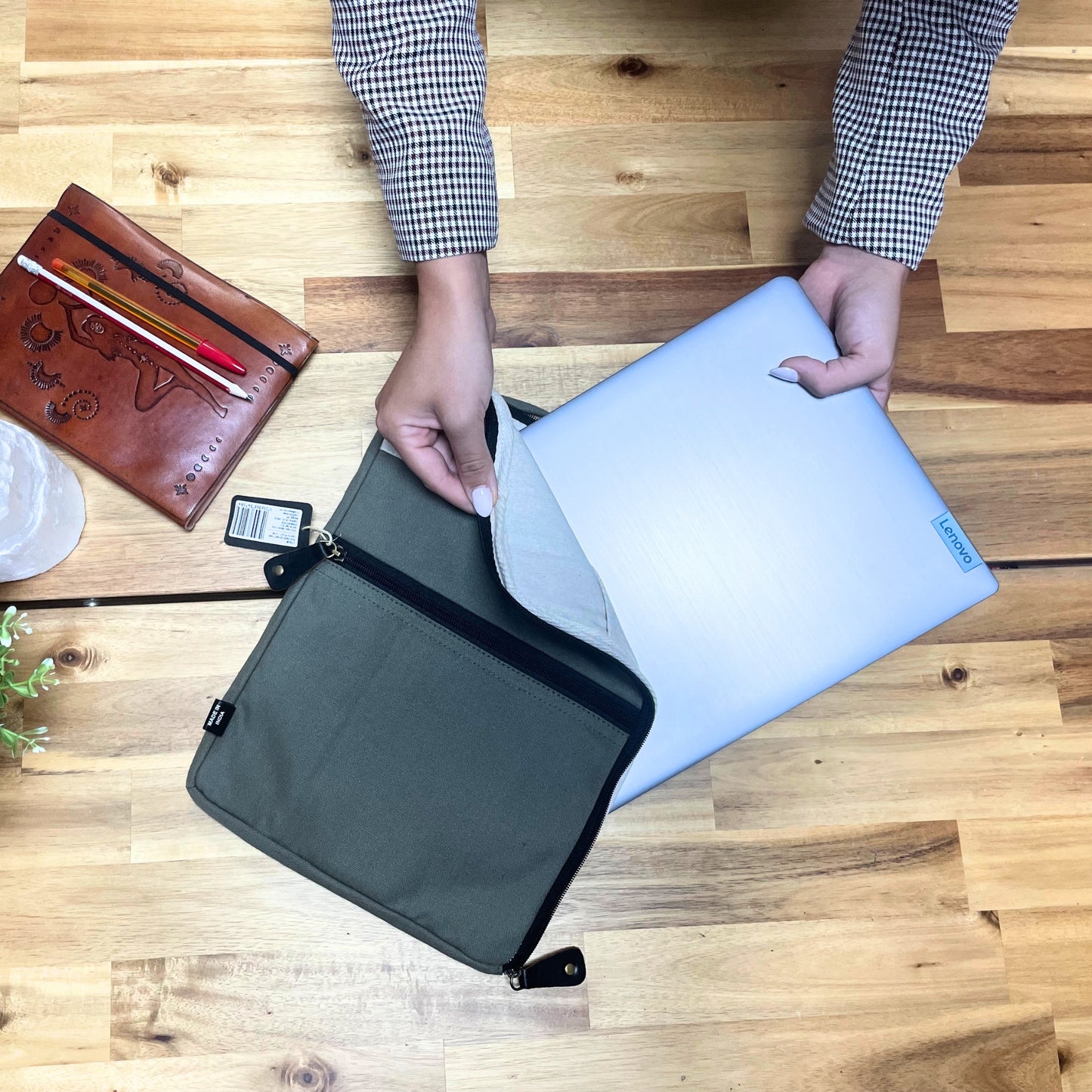 Canvas Reise-Laptoptasche - Olivgrün