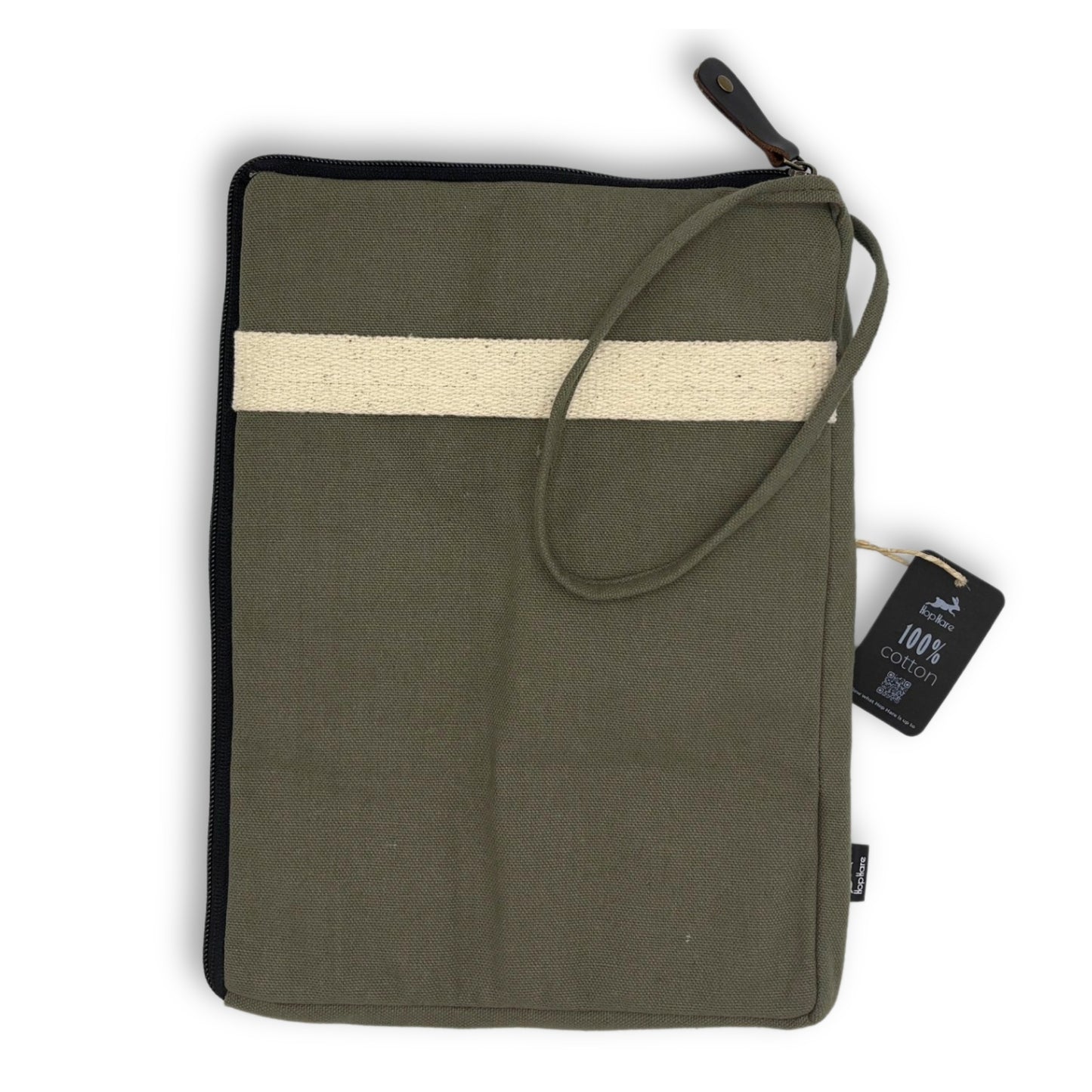 Große Laptoptasche aus Canvas - Olivgrün