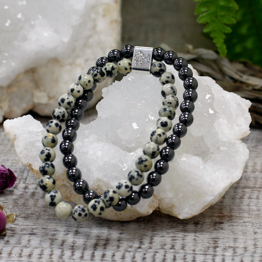 Magnetisches Edelsteinarmband - Dalmatiner-Jaspis