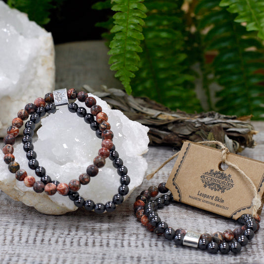 Magnetisches Edelsteinarmband - Leopardenhaut