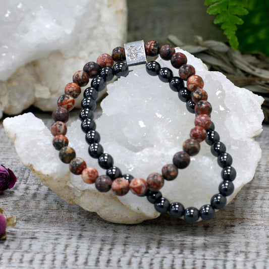 Magnetisches Edelsteinarmband - Leopardenhaut