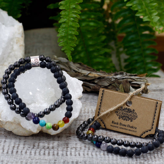 Magnetisches Edelsteinarmband - Schwarzes Steinchakra