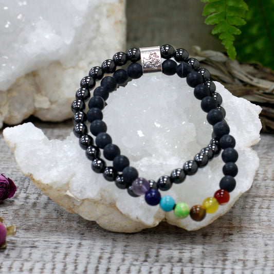 Magnetisches Edelsteinarmband - Schwarzes Steinchakra