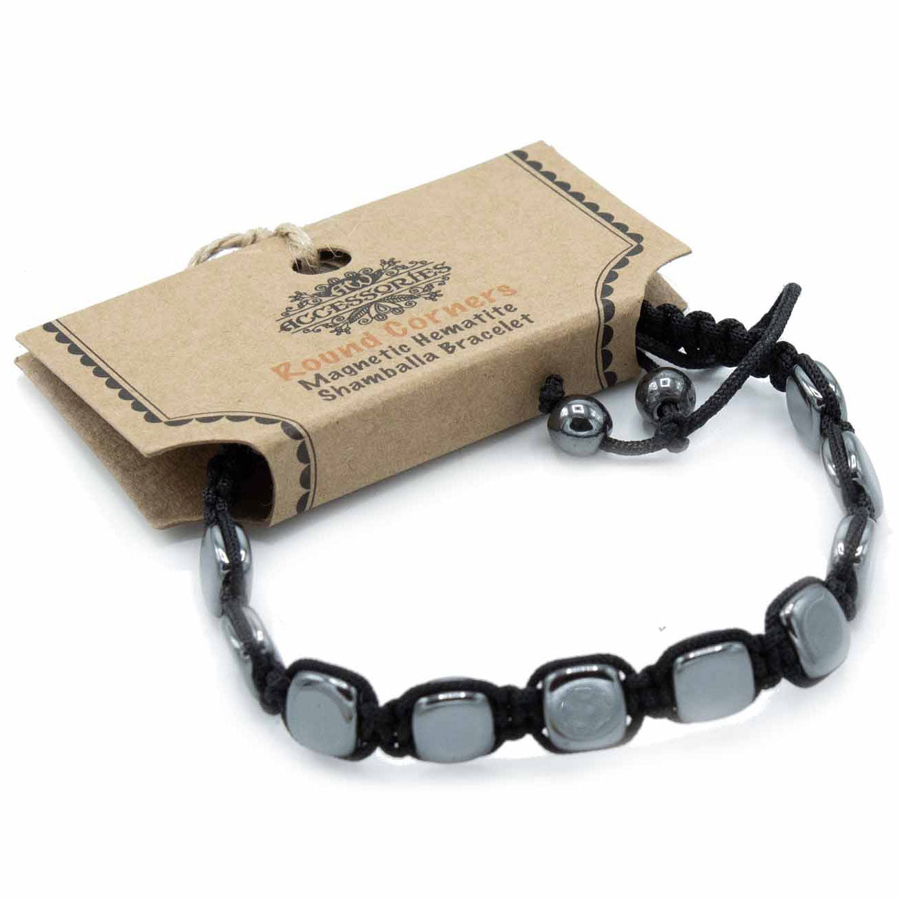 Magnetisches Hämatit-Shamballa-Armband – Runde Ecken