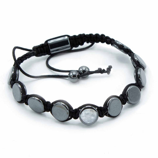 Magnetisches Hämatit-Shamballa-Armband – runde Flachstücke