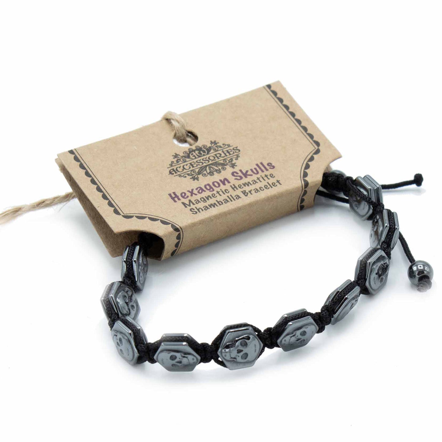 Magnetisches Hämatit-Shamballa-Armband - Sechseckige Totenköpfe