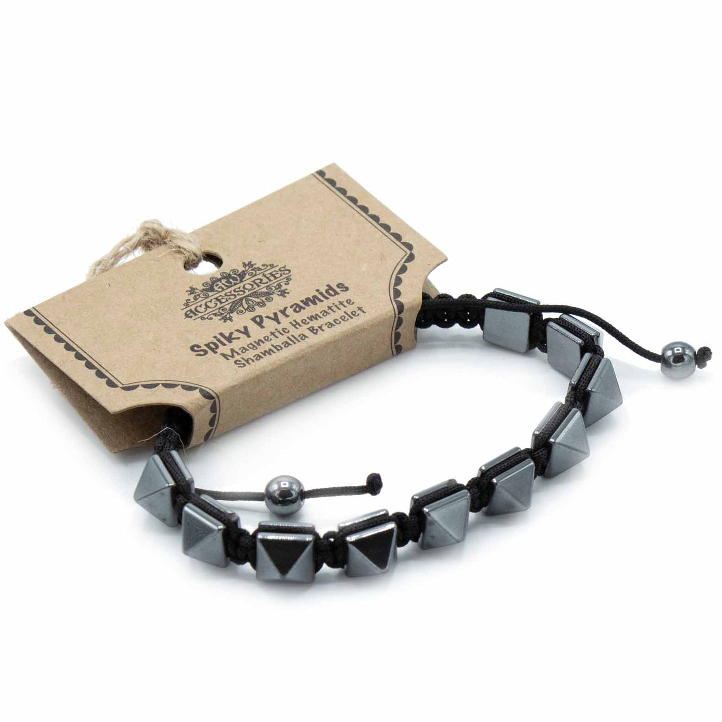 Magnetisches Hämatit-Shamballa-Armband - Stachelpyramiden