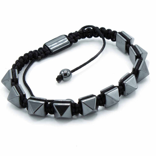 Magnetisches Hämatit-Shamballa-Armband - Stachelpyramiden