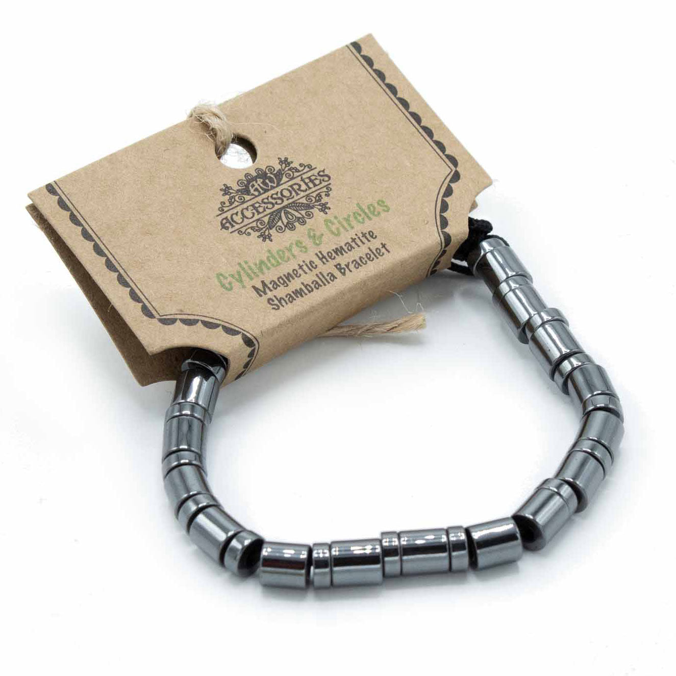 Magnetisches Hämatit-Shamballa-Armband – Zylinder und Kreise