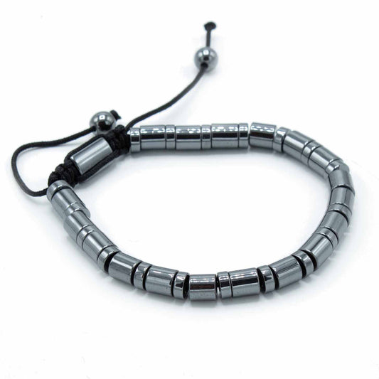 Magnetisches Hämatit-Shamballa-Armband – Zylinder und Kreise