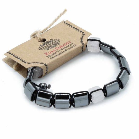 Magnetisches Hämatit-Shamballa-Armband - Rosenquader