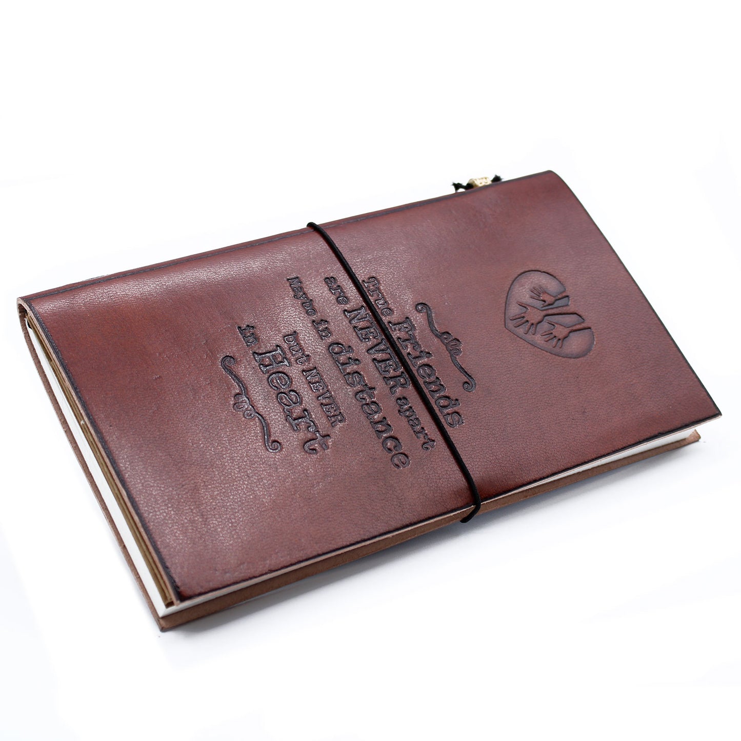 Handgefertigtes Lederjournal - True Friends - Braun (80 Seiten)
