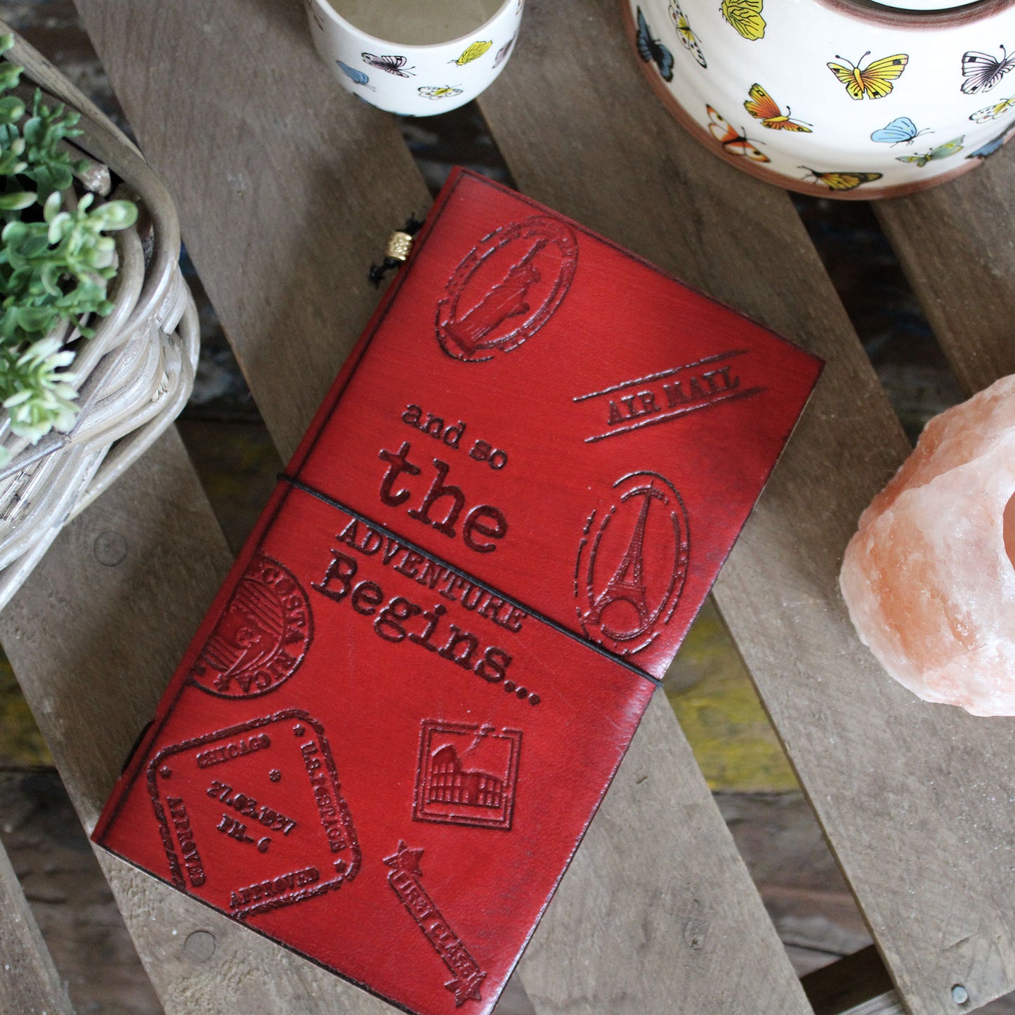Handgefertigtes Lederjournal - Kleines Buch der großen Pläne - Rot (80 Seiten)