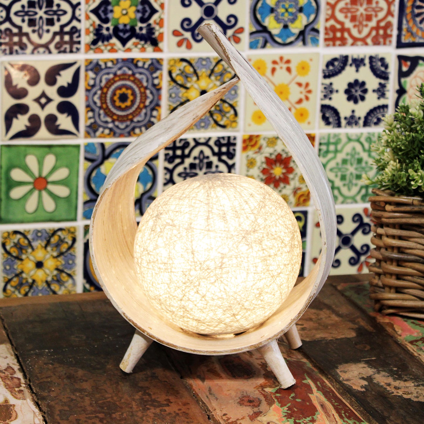 Natürliche Kokosnusslampe - Whitewash Wrapover