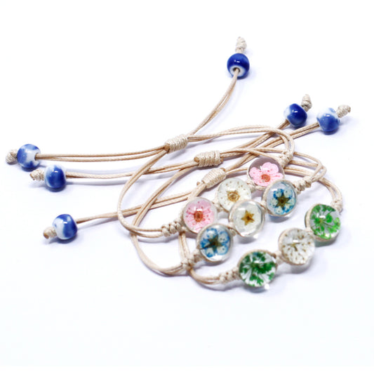 Gepresste Blumen - Drei-Blumen-Armband
