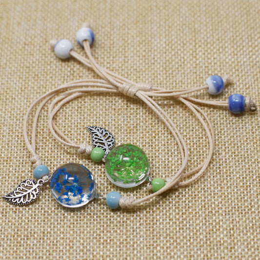 Gepresste Blumen - Hübsches Blumen- und Blattarmband