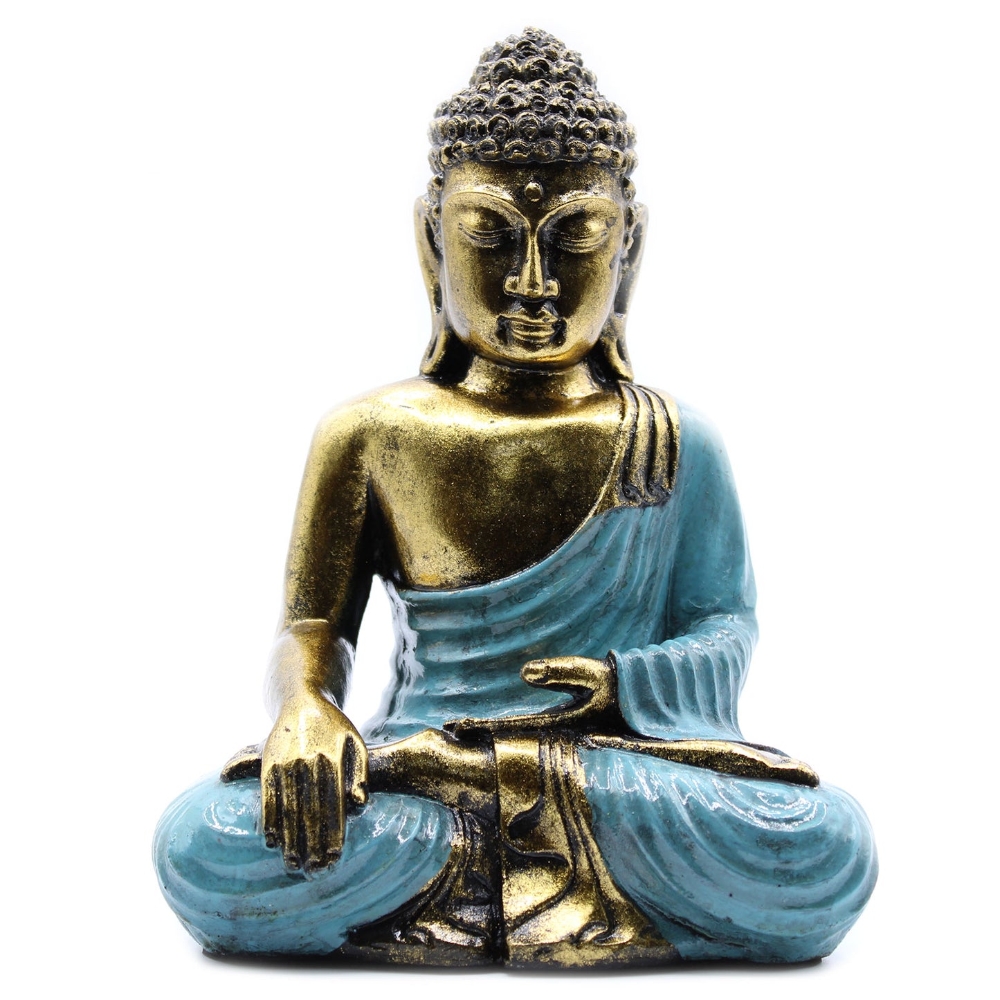 Blaugrüner und goldener Buddha - Groß 