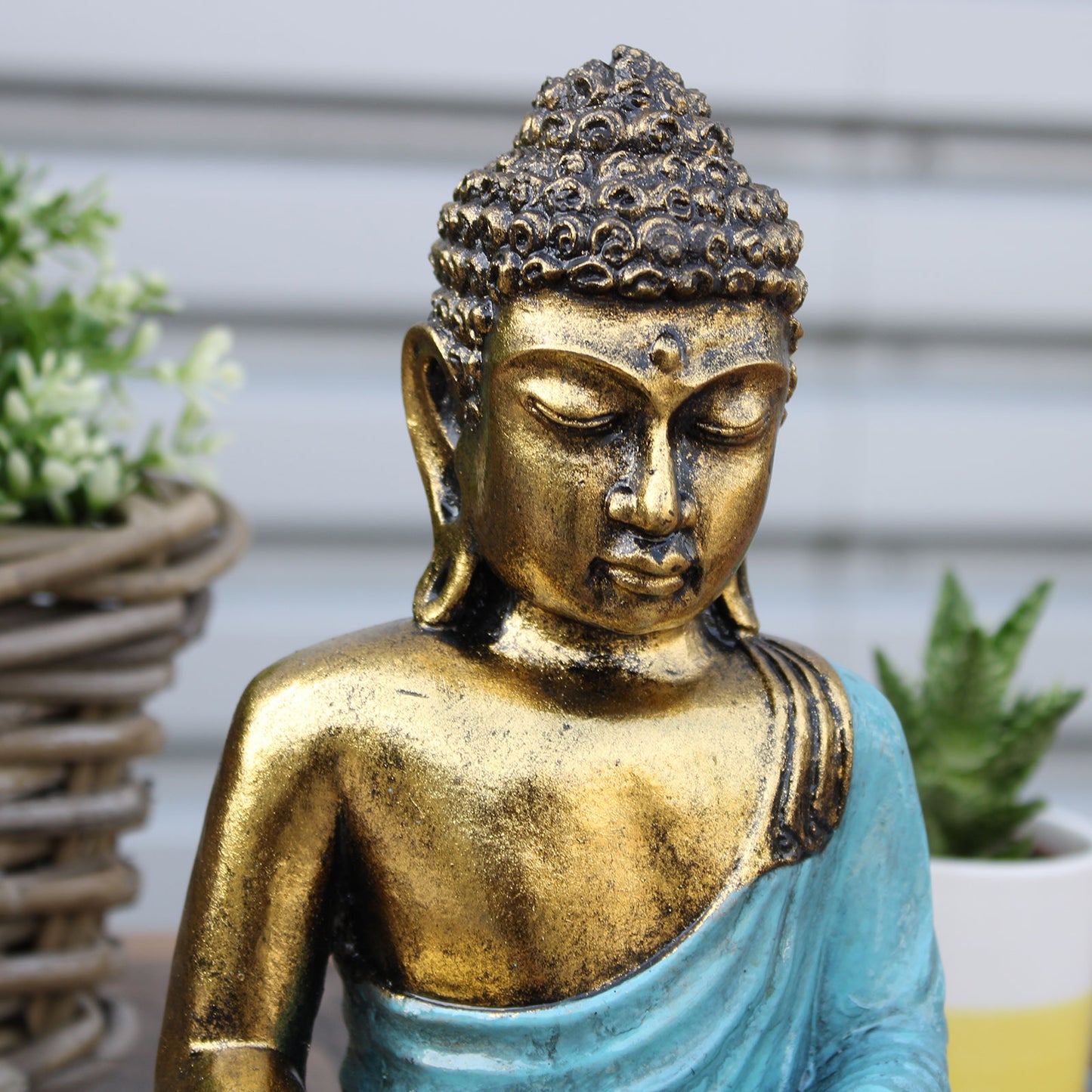 Blaugrüner und goldener Buddha - Groß 
