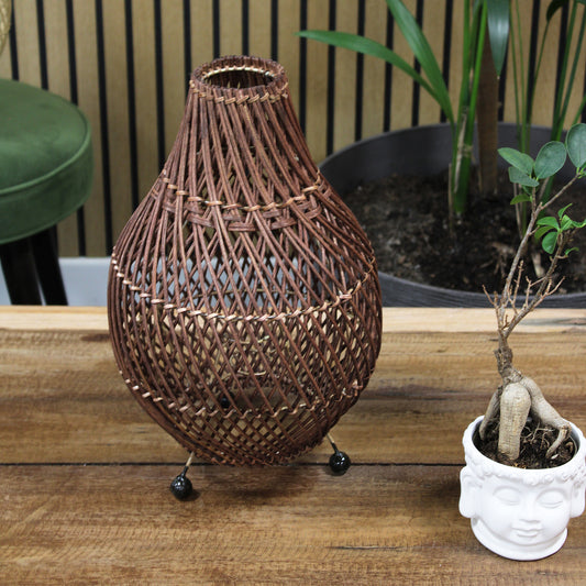 Rattan-Tischlampen - Dunkelbraun