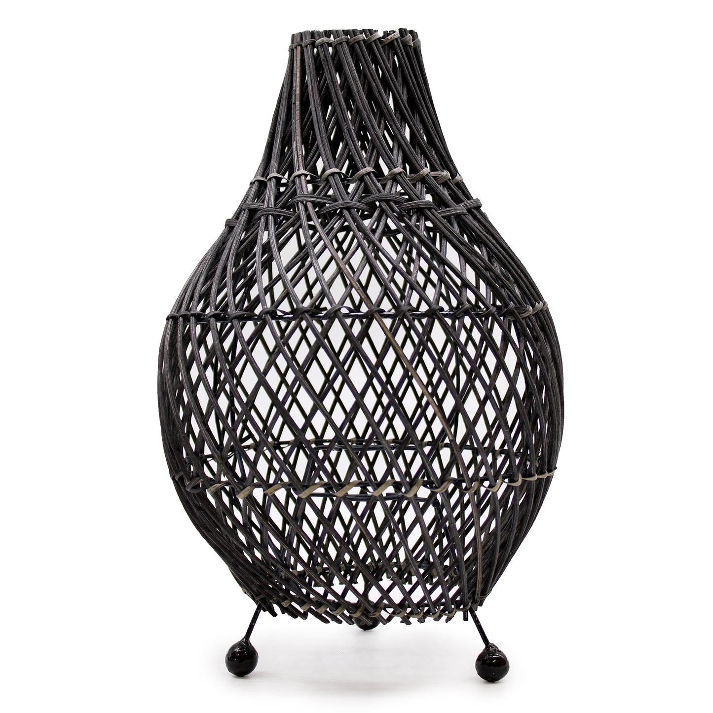 Rattan-Tischlampen - Schwarz