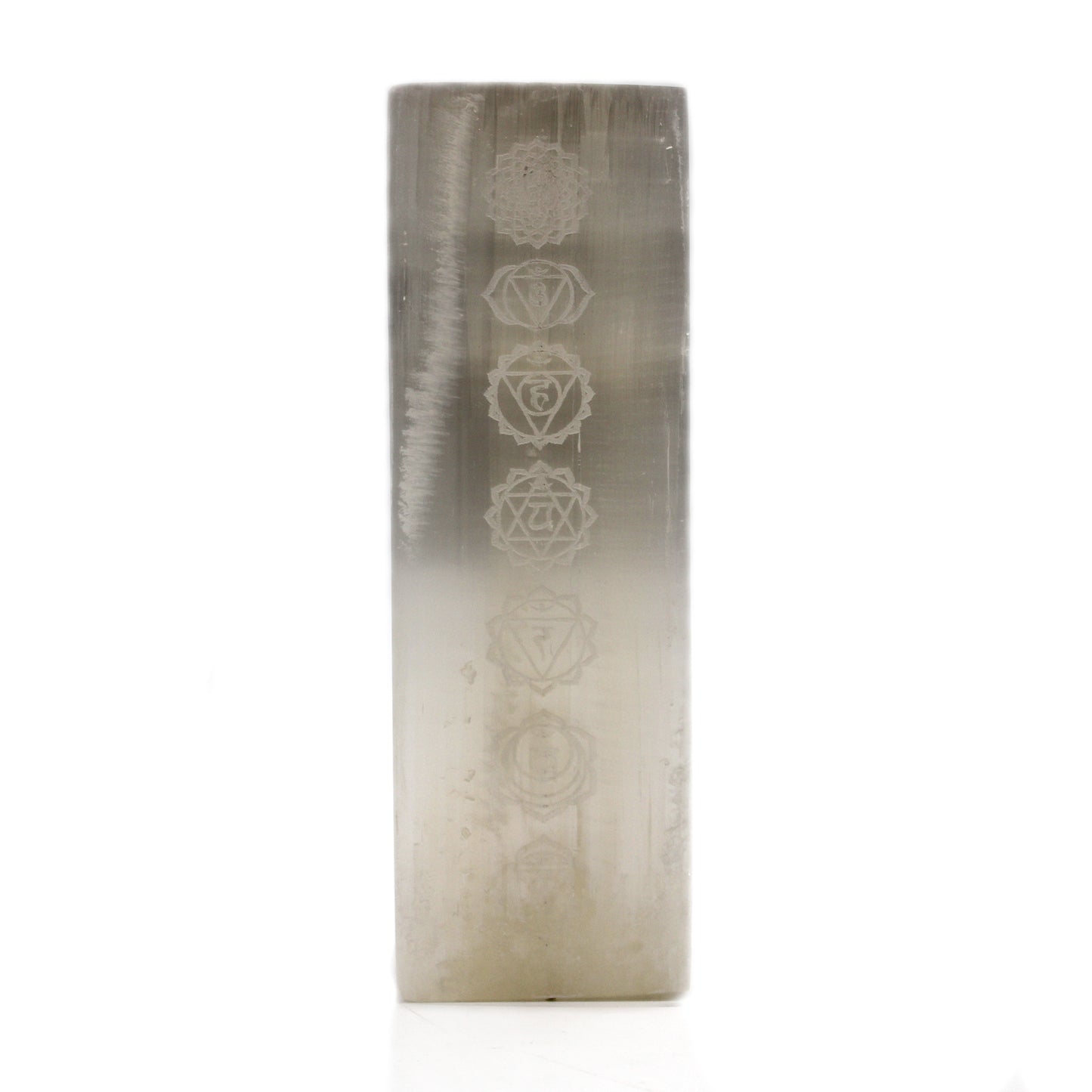 Selenit-Blocklampe 25cm - Chakra-Lampe