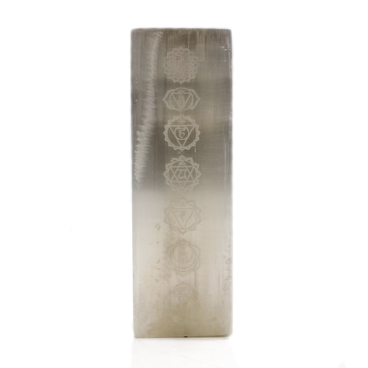 Selenit-Blocklampe 25cm - Chakra-Lampe