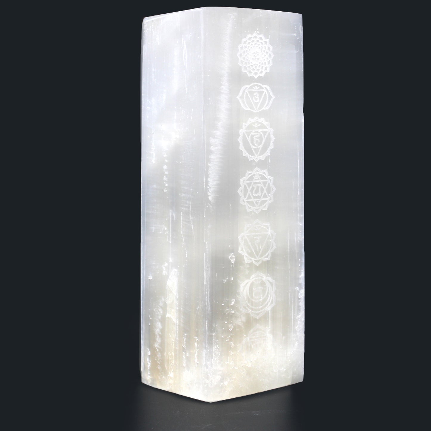 Selenit-Blocklampe 25cm - Chakra-Lampe