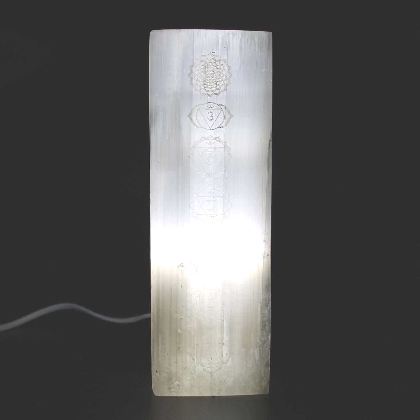 Selenit-Blocklampe 25cm - Chakra-Lampe