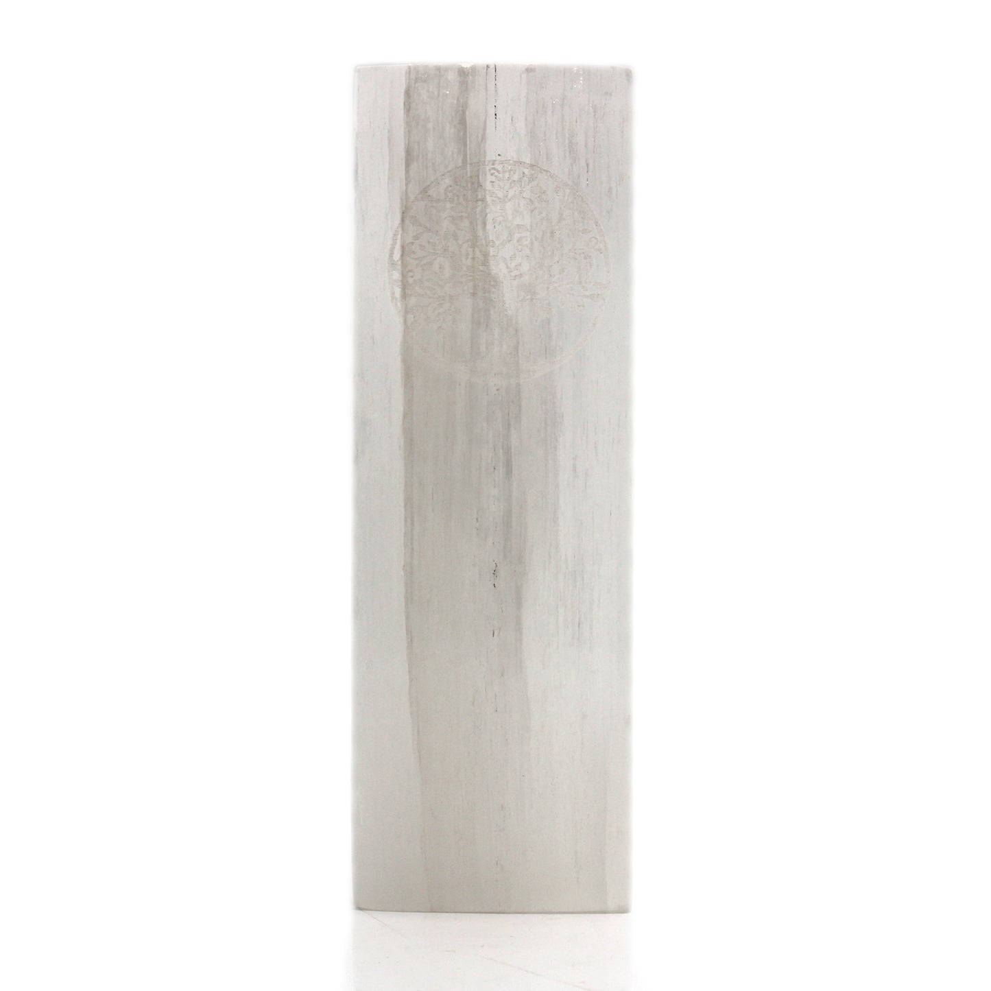 Selenit-Blocklampe 25cm - Baum des Lebens