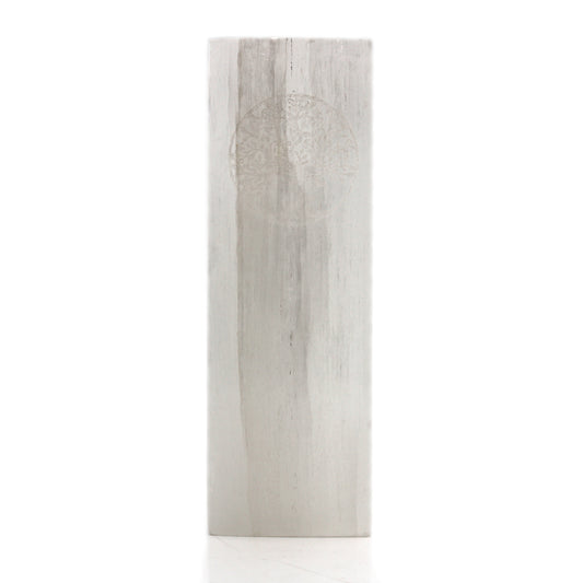 Selenit-Blocklampe 25cm - Baum des Lebens