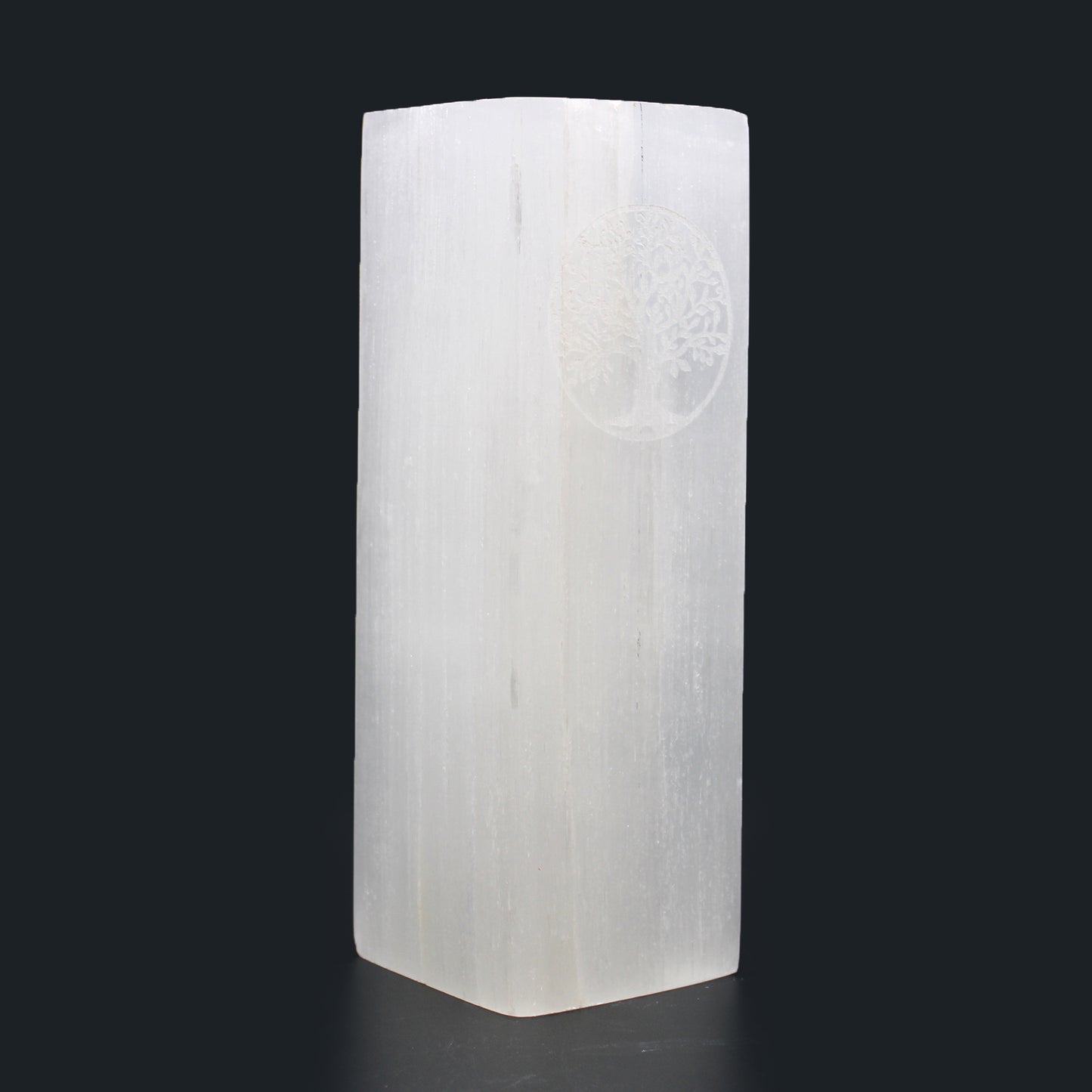 Selenit-Blocklampe 25cm - Baum des Lebens