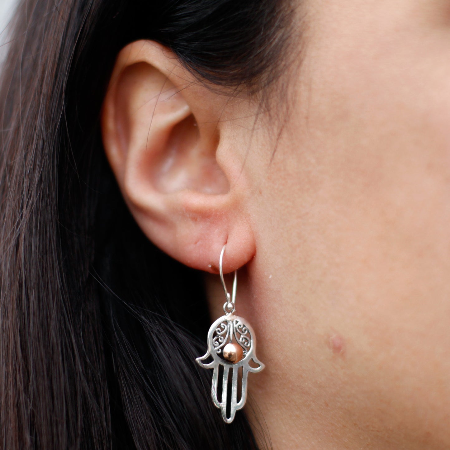 Silber &amp; Gold Ohrringe - Hamsa
