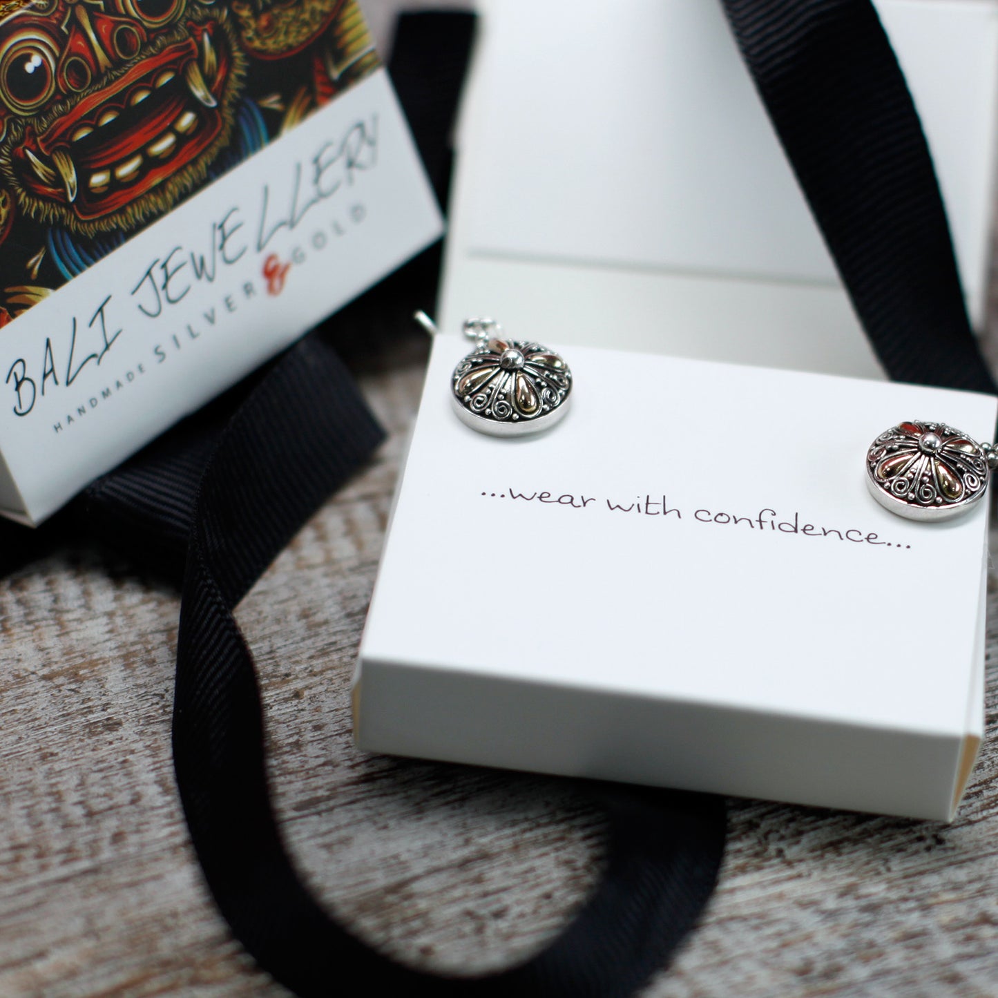 Silber &amp; Gold Ohrring - Quadratischer Tropfen