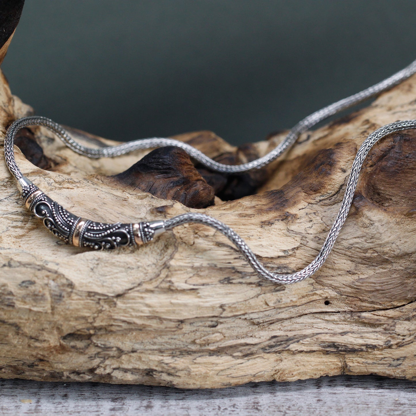 Silber &amp; Gold Halskette - Tribal