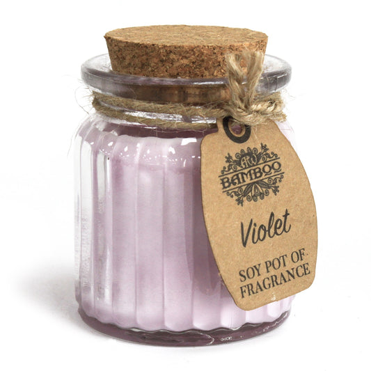 Violetter Sojatopf mit Duftkerzen X2