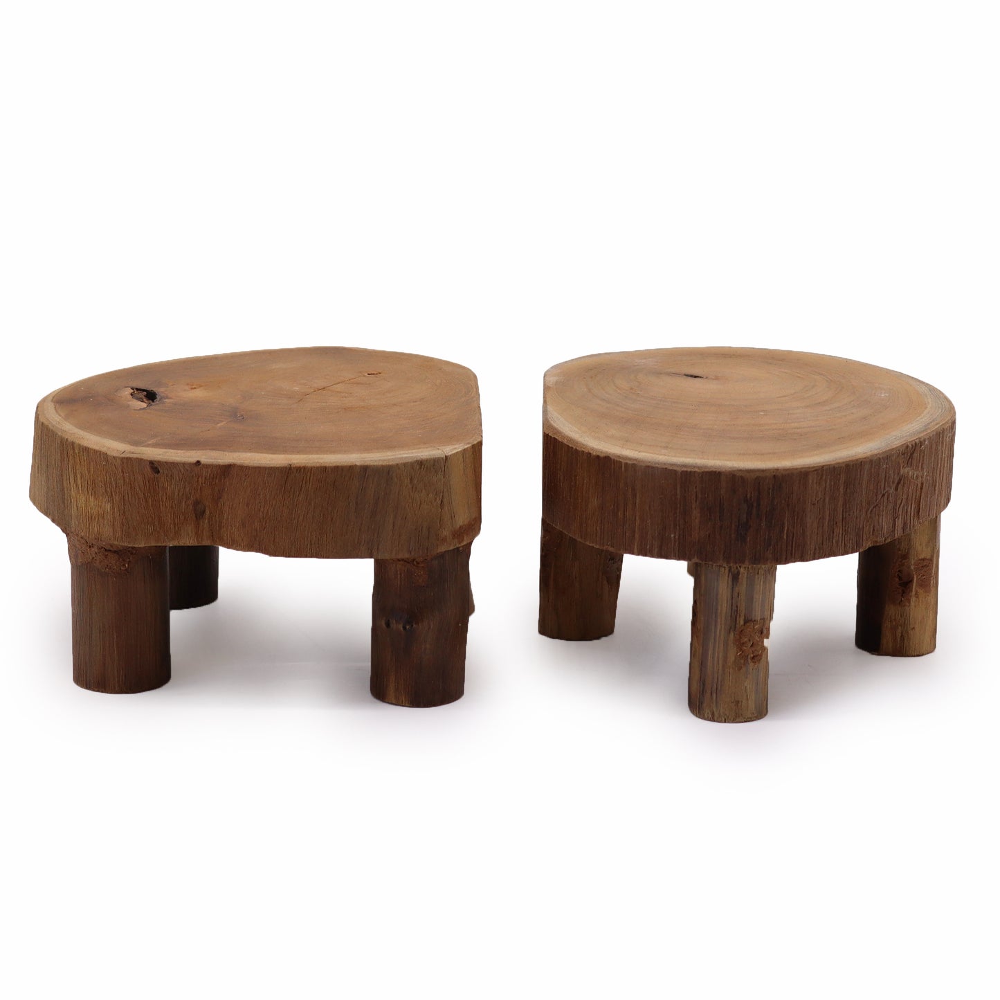 Low Teak Pad Display, Set Of Two - 24x10cm