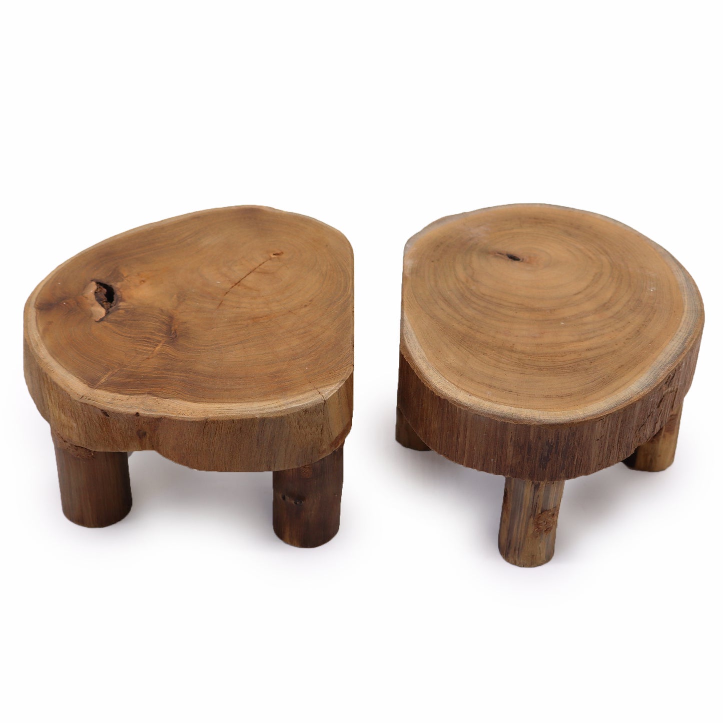 Low Teak Pad Display, Set Of Two - 24x10cm