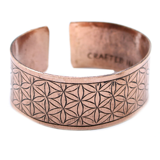 Kupfernes tibetisches Armband - Blume des Lebens