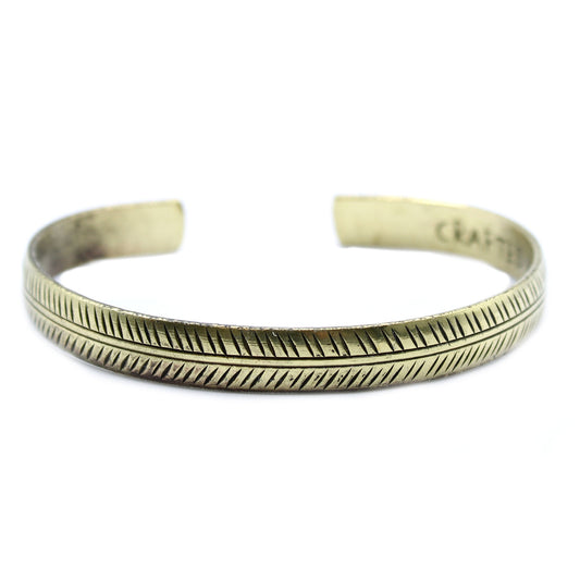 Tibetisches Messingarmband - Schmales Stammesblatt