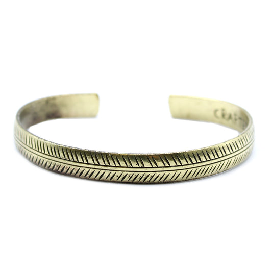 Tibetisches Messingarmband - Schmales Stammesblatt