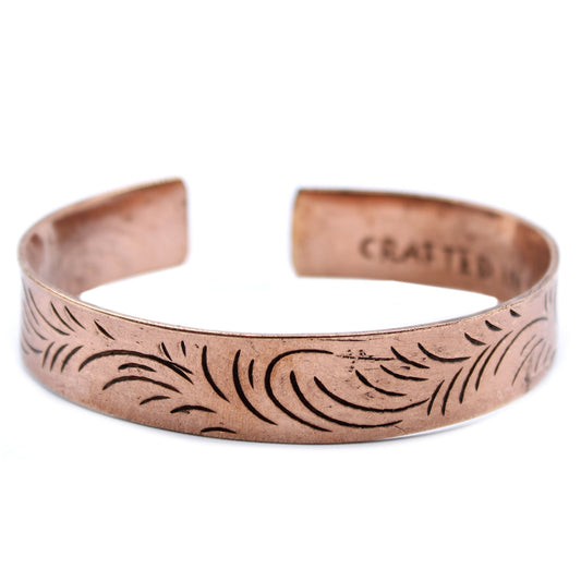 Kupfernes tibetisches Armband - Breite Tribal-Wirbel