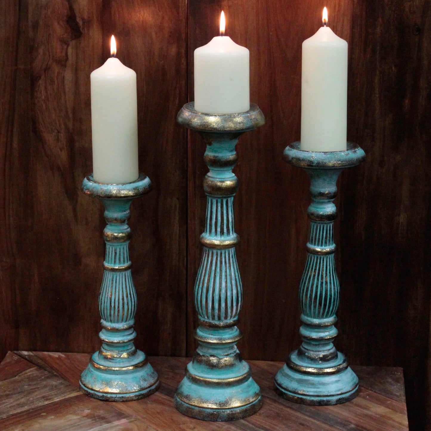 Large Candle Stand - White Gold