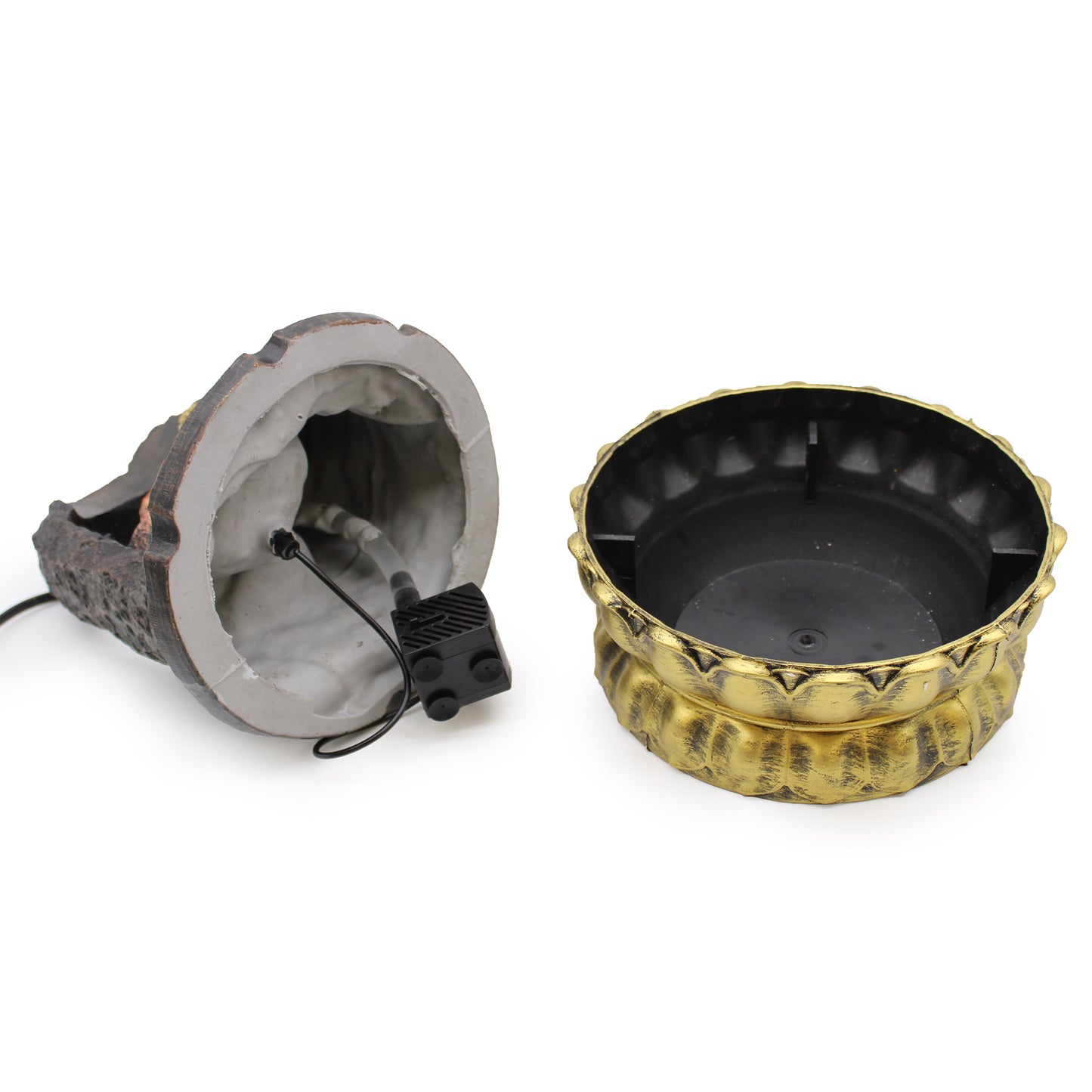 Tisch-Wasserspiel – 30 cm – Goldener meditierender Buddha