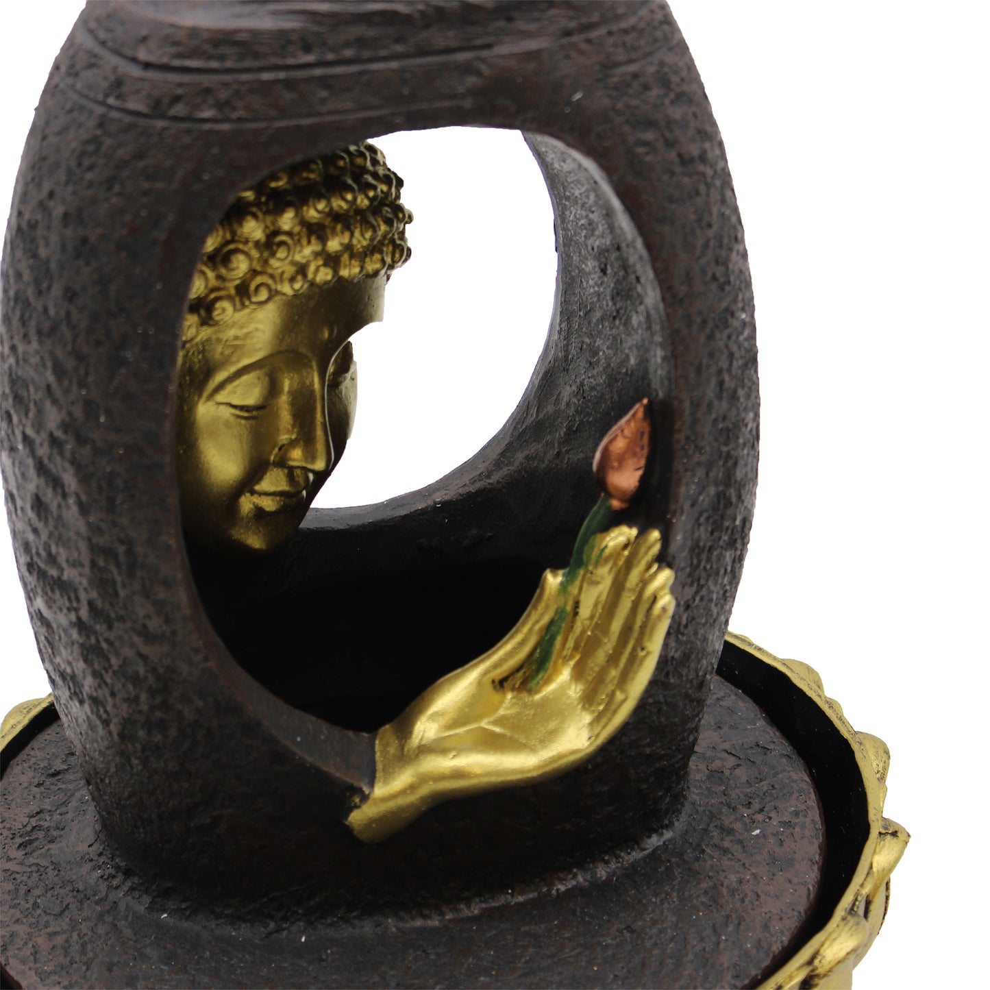 Tischwasserspiel – 30 cm – Goldener Buddha und Vitarka Mudra