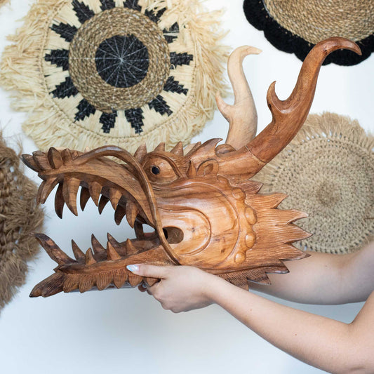 Life Size Dragon Head Carving